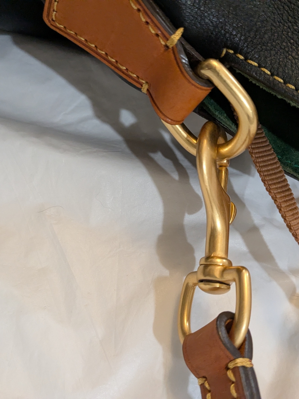 Dooney & Bourke Black Leather Zip-Top Tote with Tan Trim - Picture 6 of 15